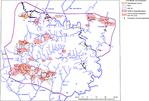 Карта прогнозного распространения шахтных вод